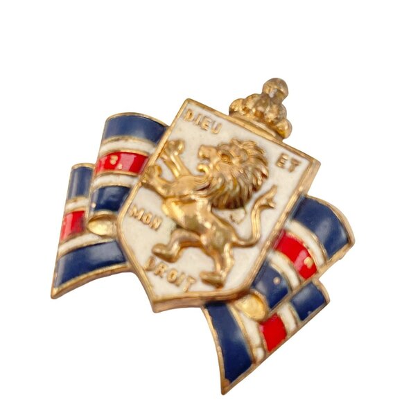 Vintage Collectible Enamel Pin War Relief British Badge Dieu Et Mon Droit Lion C - Picture 8 of 8